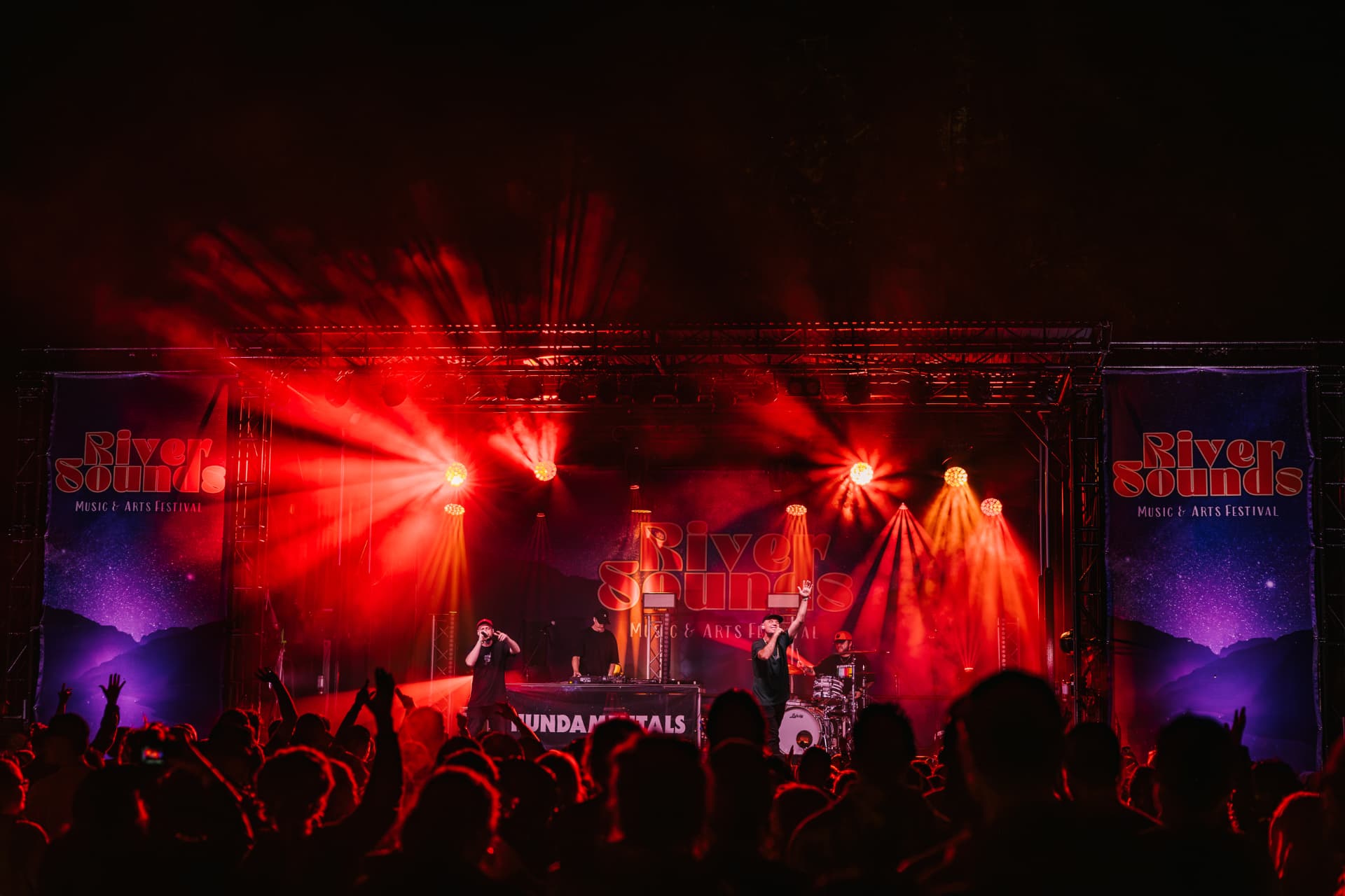 River Sounds Music & Arts Festival stage at night